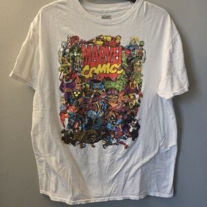 Marvel Comics Men's Large Licensed Character Group Superheroes T-Shirt White